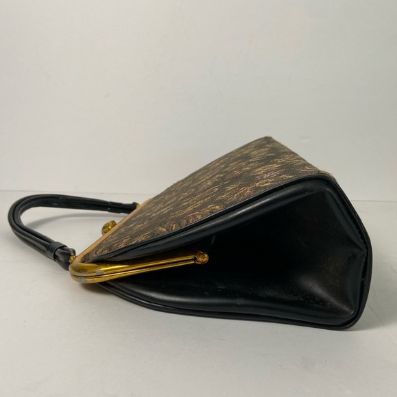 Vintage 50s Dover USA Kiss Lock Floral Tapestry Grannycore Structured Purse Bag - Picture 4 of 16